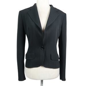 Max Mara Black Tonal Stripe Tailored Blazer Jacket 2